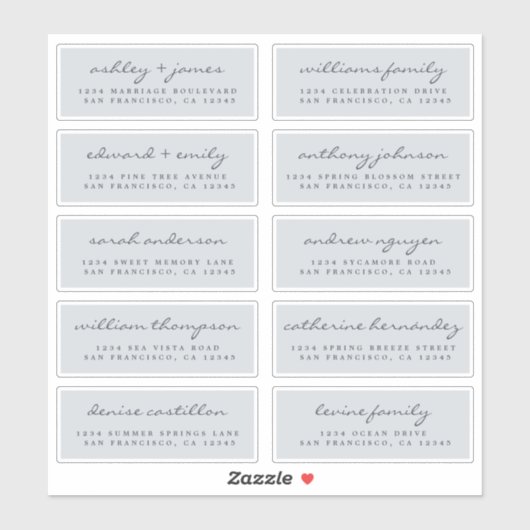Script Guest Address Labels ORDER 6" oder 8" Blatt (Blatt)