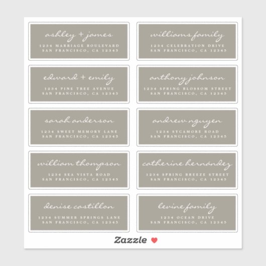 Script Guest Address Labels ORDER 6" oder 8" Blatt (Blatt)