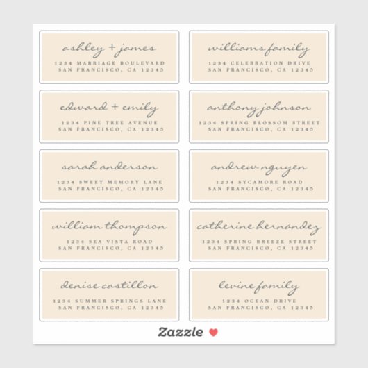 Script Guest Address Labels ORDER 6" oder 8" Blatt (Blatt)