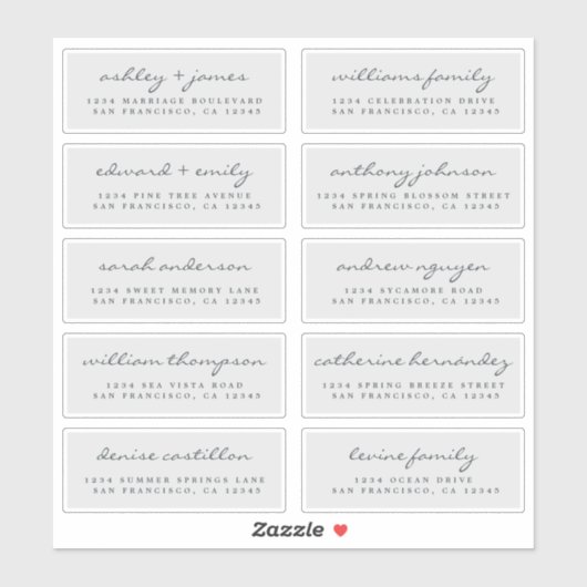 Script Guest Address Labels ORDER 6" oder 8" Blatt (Blatt)