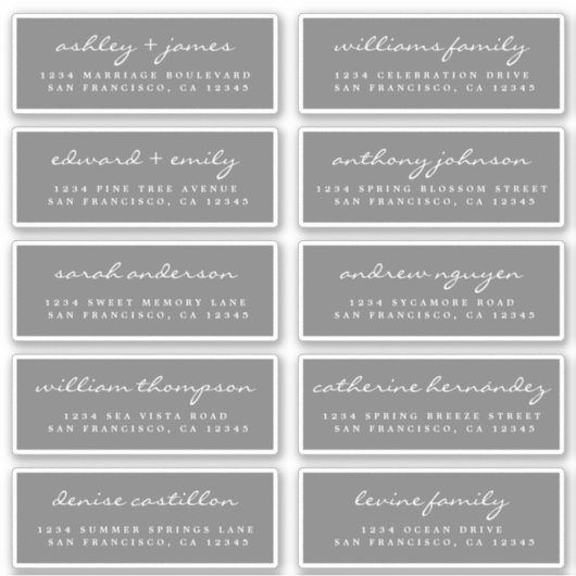 Script Guest Address Labels ORDER 6" oder 8" Blatt (Vorderseite)