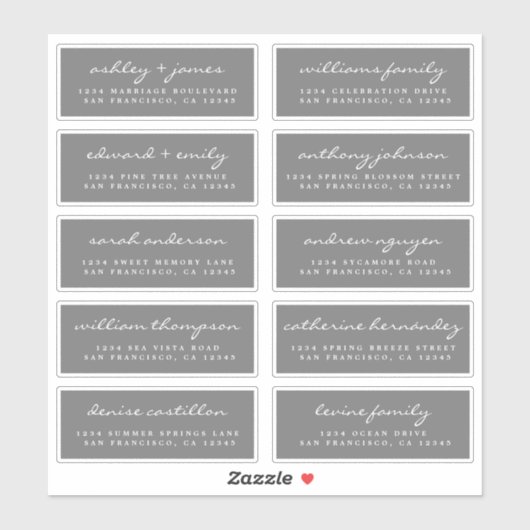 Script Guest Address Labels ORDER 6" oder 8" Blatt (Blatt)