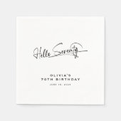 Script Hallo Siebzig Minimalistischer 70. Geburtst Serviette (Vorderseite)
