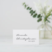 Script Handwrite Hair Stylist White Business Card Visitenkarte (Stehend Vorderseite)