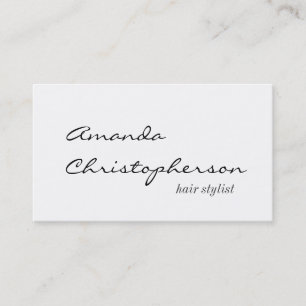 Script Handwrite Hair Stylist White Business Card Visitenkarte