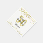Script HAPPY 50. BIRTHDAY Name Gold Glitzer Serviette (Ecke)