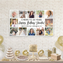 Script Happy Birthday Modern Foto Collage Party Banner