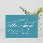 Script Happy Hanukkah Holiday Card Feiertagskarte (Stehend Vorderseite)