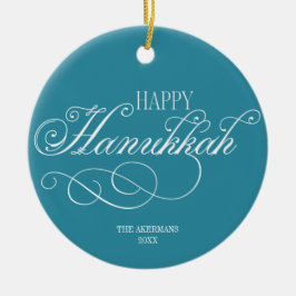 Script Happy Hanukkah Holiday Keramik Ornament