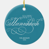 Script Happy Hanukkah Holiday Keramik Ornament (Hinten)