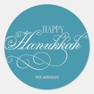 Script Happy Hanukkah Holiday Runder Aufkleber