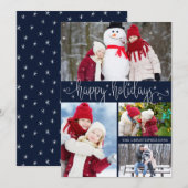 Script HAPPY HOLIDAYS 4 Foto Feiertagskarte (Vorne/Hinten)