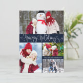 Script HAPPY HOLIDAYS 4 Foto Feiertagskarte (Stehend Vorderseite)