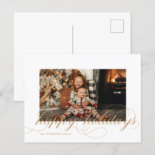 Script Happy Holidays Elegantes Foto Postkarte