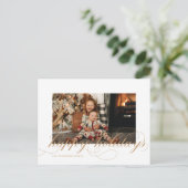 Script Happy Holidays Elegantes Foto Postkarte (Stehend Vorderseite)