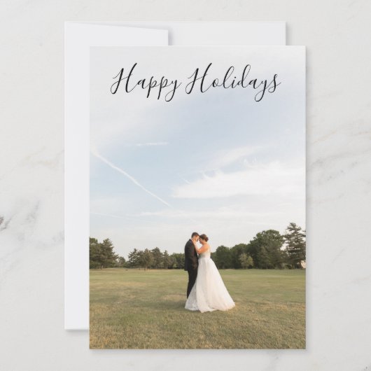 Script Happy Holidays Photo Card Feiertagskarte (Vorderseite)