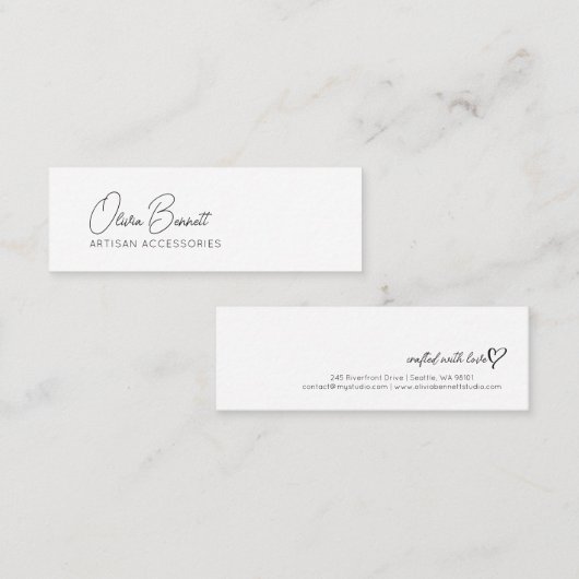 Script Heart Earring display holder Mini Visitenkarte (Vorne/Hinten)