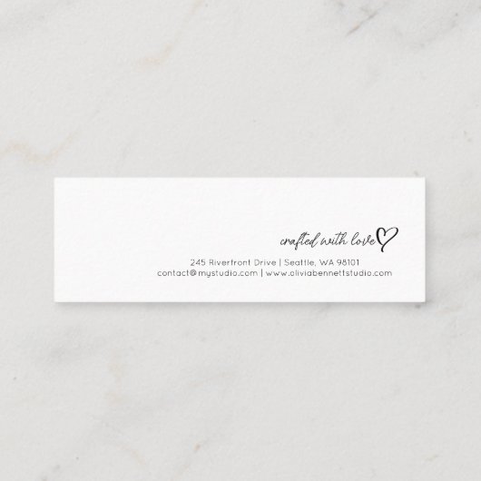 Script Heart Earring display holder Mini Visitenkarte (Rückseite)