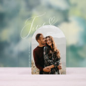 Script Heart Foto Hochzeit Tischnummer fünf Acrylschild (Neutral)