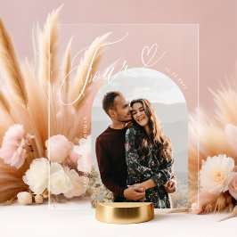 Script Heart Foto Hochzeit Tischnummer Vier Acrylschild