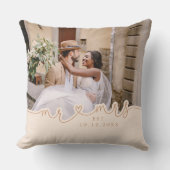 Script Heart Foto Wedding Pillow Kissen (Vorderseite)