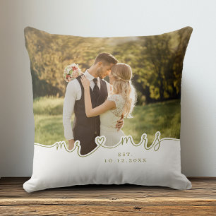 Script Heart Foto Wedding Pillow Kissen