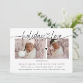 Script Heart Linked Foto Collage Feiertagskarte (Stehend Vorderseite)