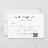 Script Heart QR Code Photo Off White RSVP Karte (Vorderseite)