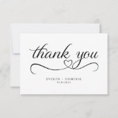 Script Heart Typography romantic Wedding Dankeskarte (Vorderseite)