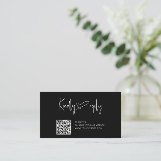 Script Heart Wedding QR Code UAWG Begleitkarte (Stehend Vorderseite)