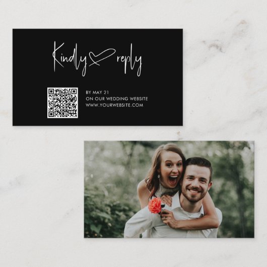 Script Heart Wedding QR Code UAWG Begleitkarte (Vorne/Hinten)