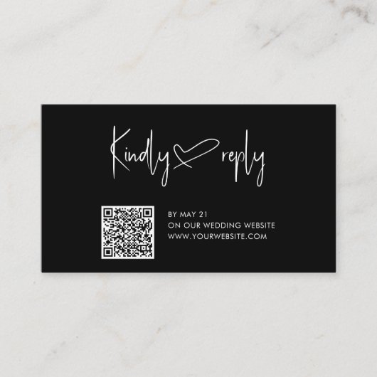 Script Heart Wedding QR Code UAWG Begleitkarte (Vorderseite)