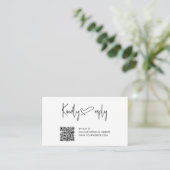 Script Heart Wedding QR Code UAWG Enclosure Card Begleitkarte (Stehend Vorderseite)