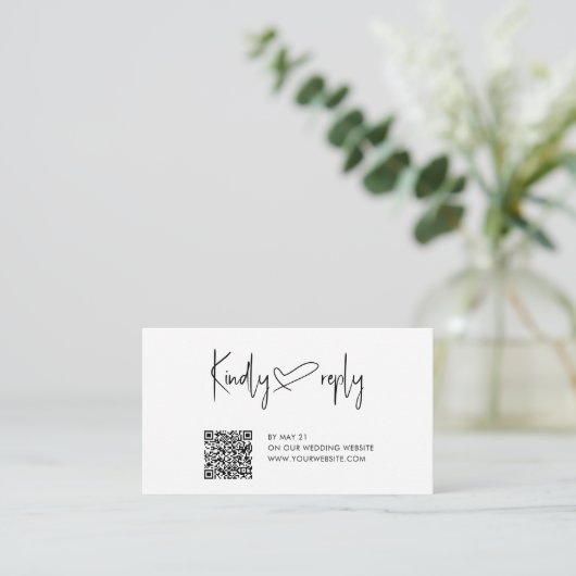 Script Heart Wedding QR Code UAWG Enclosure Card Begleitkarte (Stehend Vorderseite)