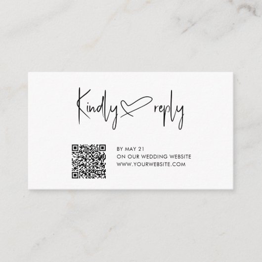Script Heart Wedding QR Code UAWG Enclosure Card Begleitkarte (Vorderseite)