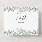 Script Hearts Floral Greenerity QR Code Hochzeit All In One Einladung (Rückseite)