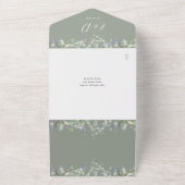 Script Hearts floral QR Code Sage Green Wedding All In One Einladung (Außenbereich)