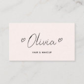 Script Hearts Minimalistisch Pastel Pink Visitenkarte (Vorderseite)