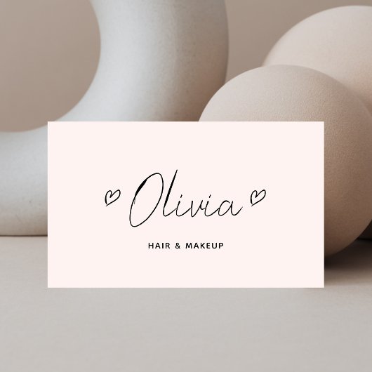 Script Hearts Minimalistisch Pastel Pink Visitenkarte