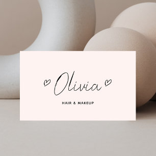 Script Hearts Minimalistisch Pastel Pink Visitenkarte