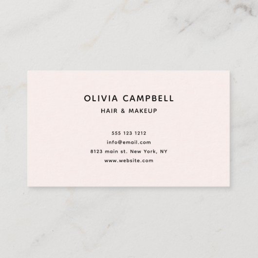 Script Hearts Minimalistisch Pastel Pink Visitenkarte (Rückseite)