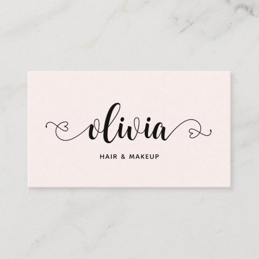Script Hearts Minimalistisch Pastel Pink Visitenkarte (Vorderseite)
