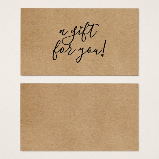 Script Hearts Rustic Kraft Gift Card (Vorne & Hinten)