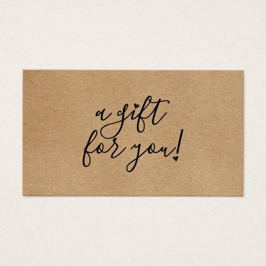 Script Hearts Rustic Kraft Gift Card (Vorderseite)