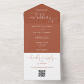 Script Hearts Terracotta QR Code Hochzeit All In One Einladung (Innen Boden)