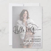 Script Hello 40 Minimal Foto 40. Geburtstag Einladung (Vorderseite)