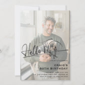 Script Hello 50 Minimal Foto 50. Geburtstag Einladung (Vorderseite)