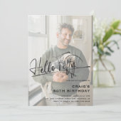 Script Hello 50 Minimal Foto 50. Geburtstag Einladung (Stehend Vorderseite)