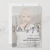 Script Hello Aachtty Minimal Foto 80. Geburtstag Einladung (Vorderseite)