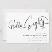 Script Hello Aachtty Minimalistisch 80. Geburtstag Einladung (Vorderseite)